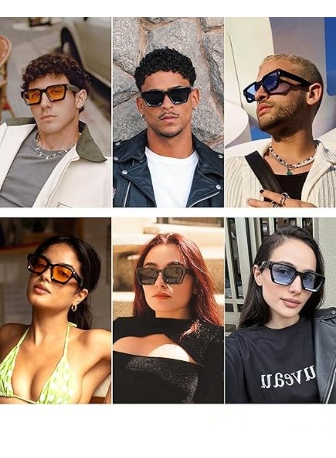 HDCRAFTER Thick Square Sunglasses for Men Women Retro Chunky Rectangle Shades UV400 Protection - Image 4